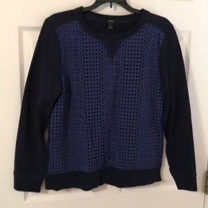 J Crew Royal blue sweatshirt with eyelet front L